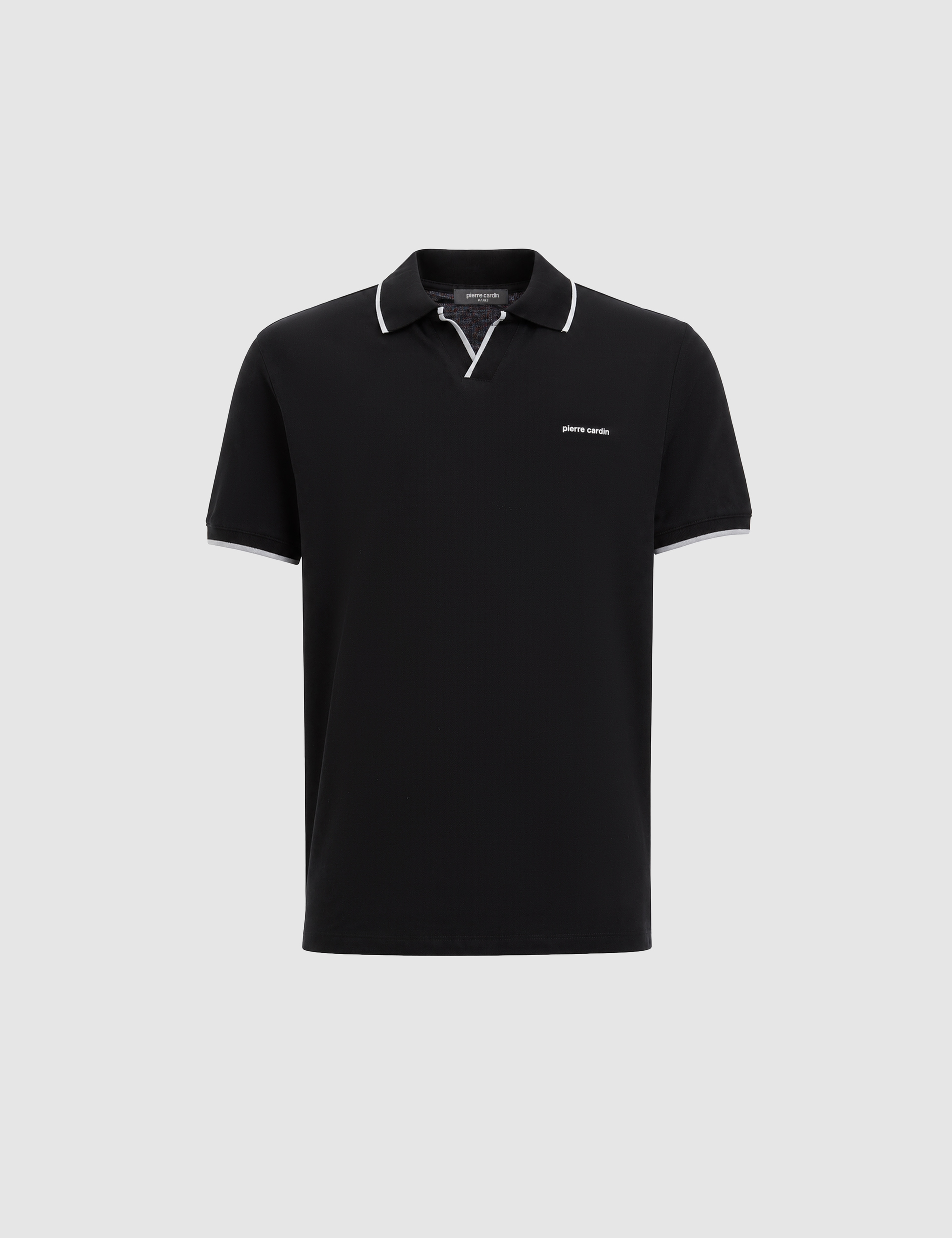 Siyah Slim Fit %100 Pamuk Apaş Yaka Tişört
