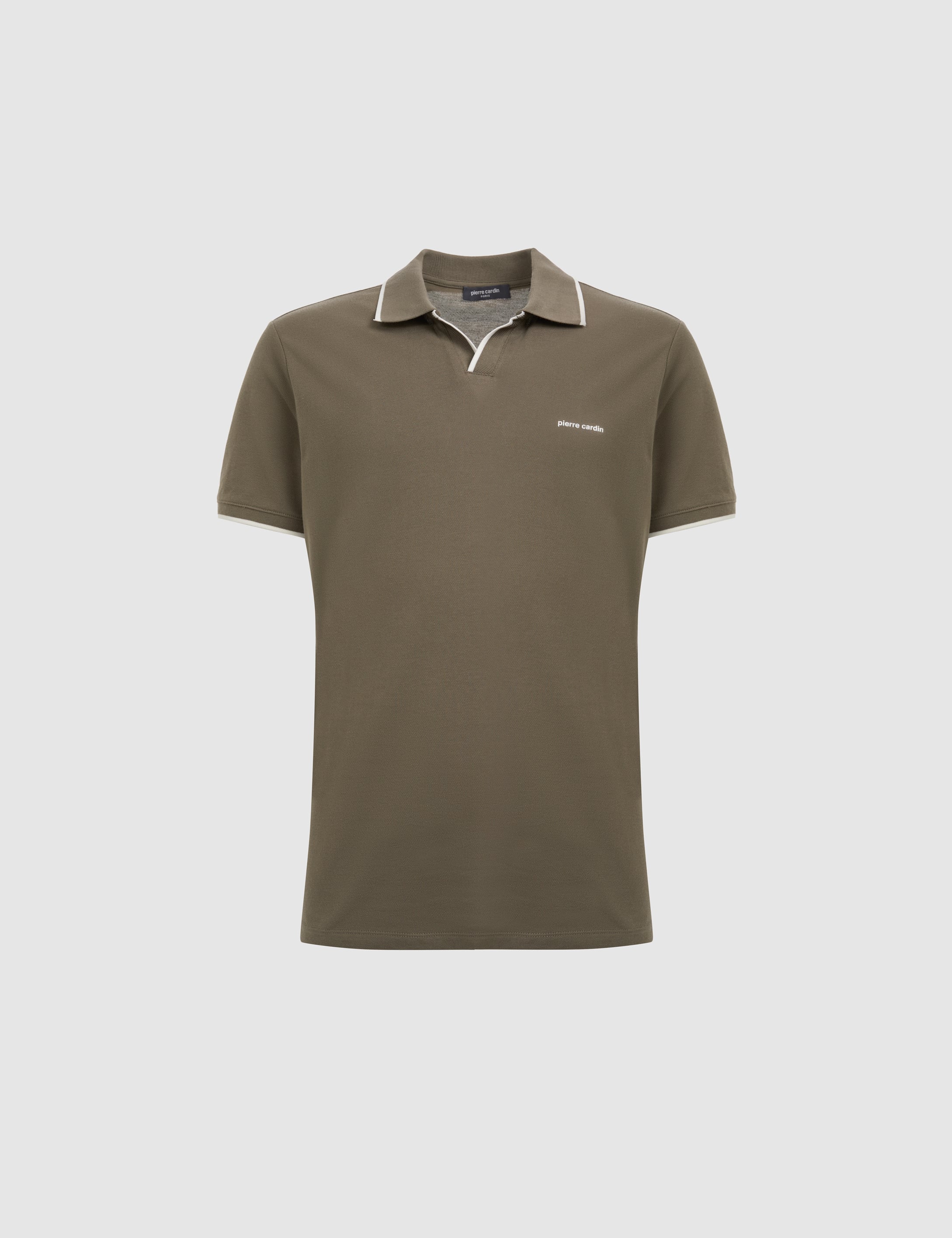 Haki Slim Fit %100 Pamuk Apaş Yaka Tişört - 50321029033