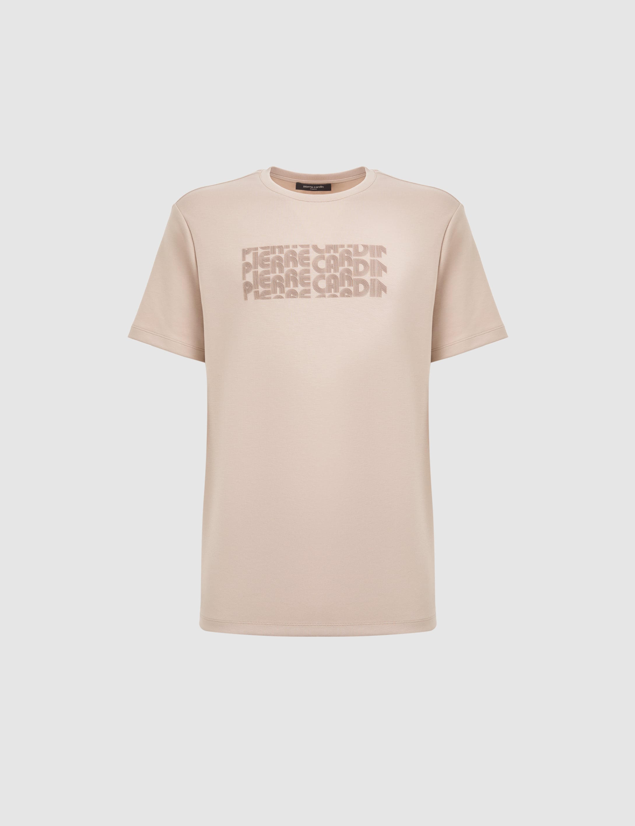 Koyu Bej Regular Fit Bisiklet Yaka Tişört - 50321063034