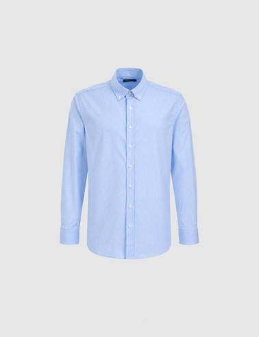 Mavi Çizgili Slim Fit Uzunkollu Gömlek