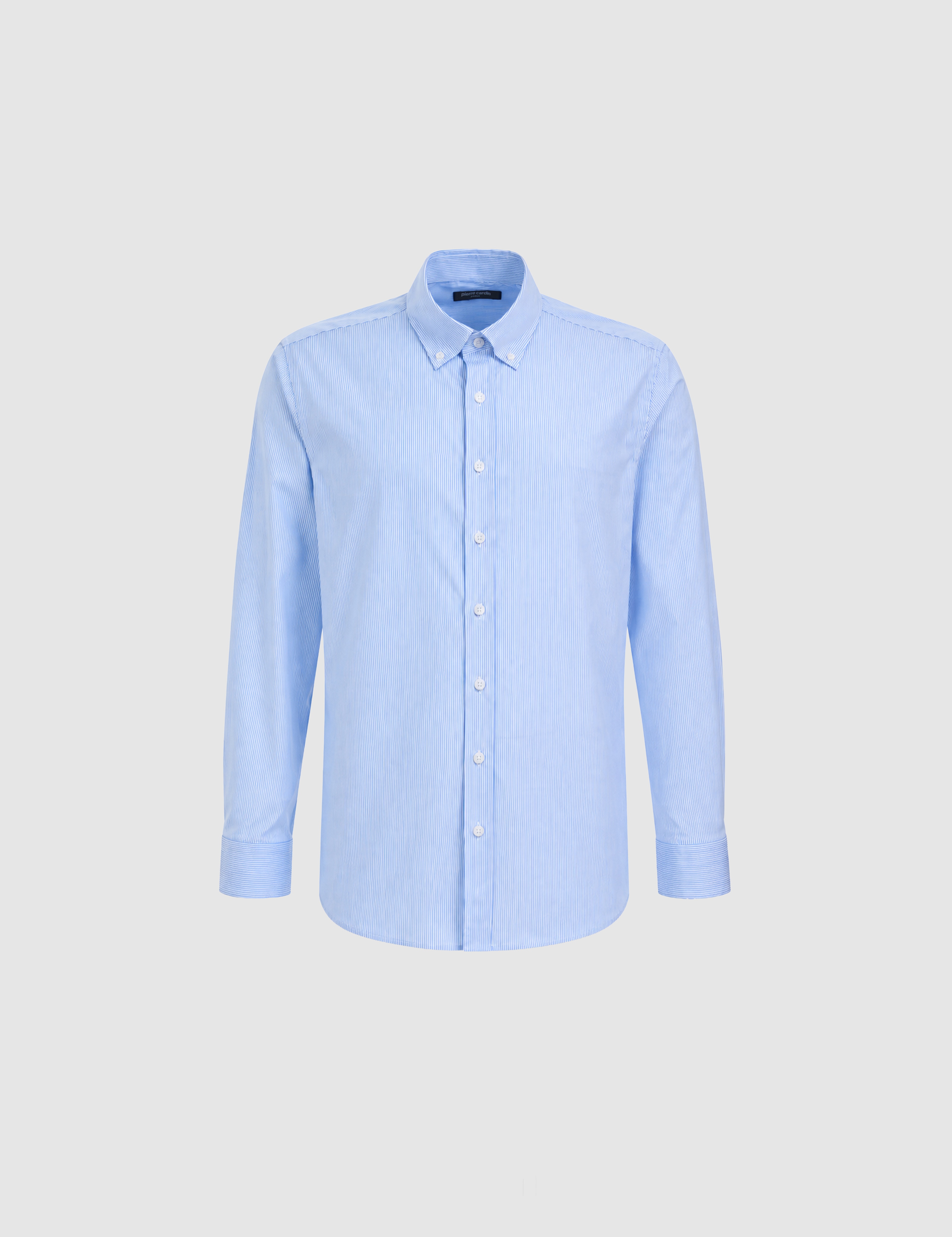 Mavi Çizgili Slim Fit Uzunkollu Gömlek - Image 7