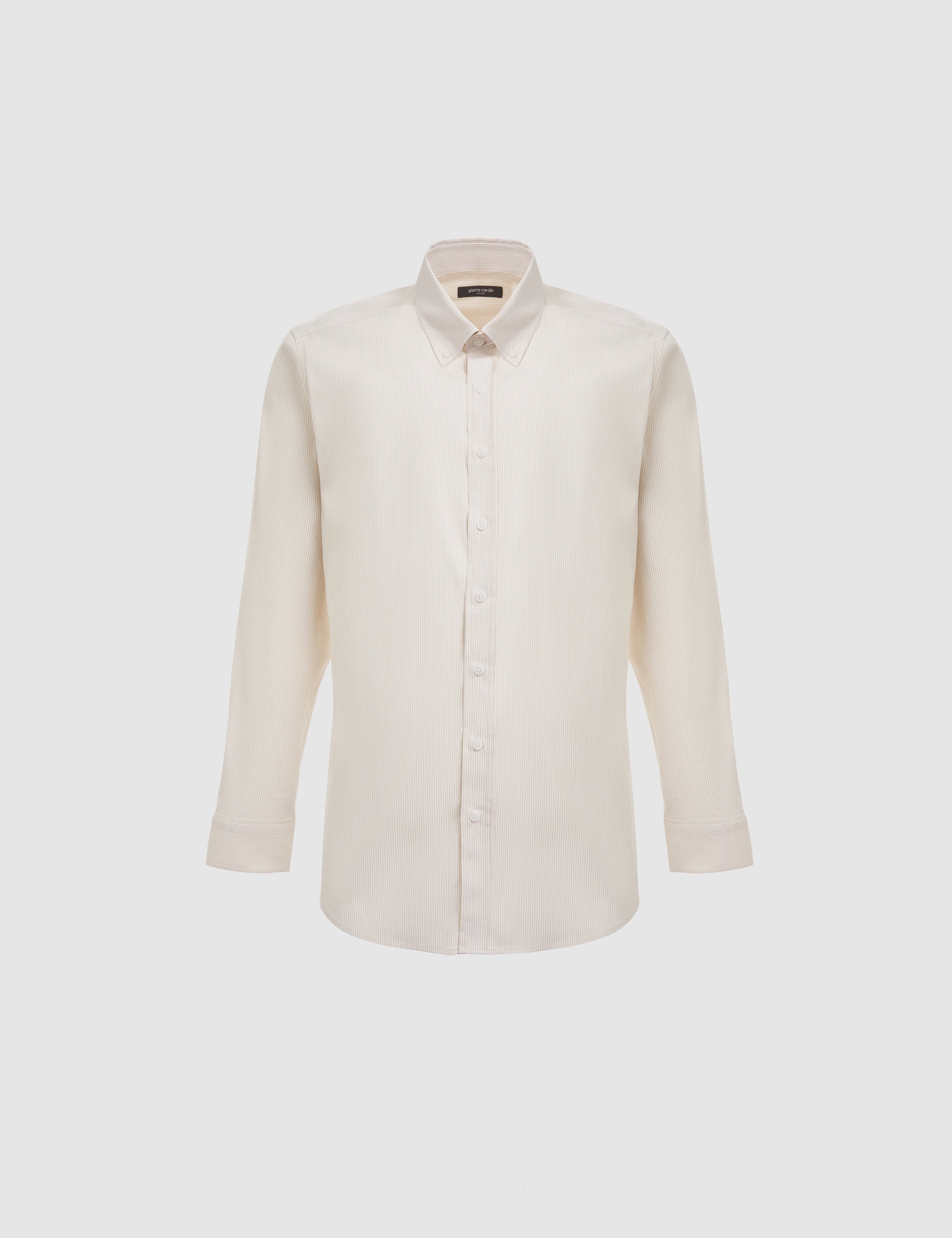 Bej Çizgili Slim Fit Uzunkollu Gömlek - 50320890019
