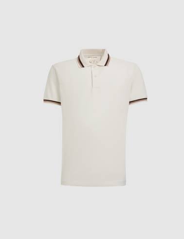 Ekru Slim Fit Düğmeli Polo Yaka Tişört