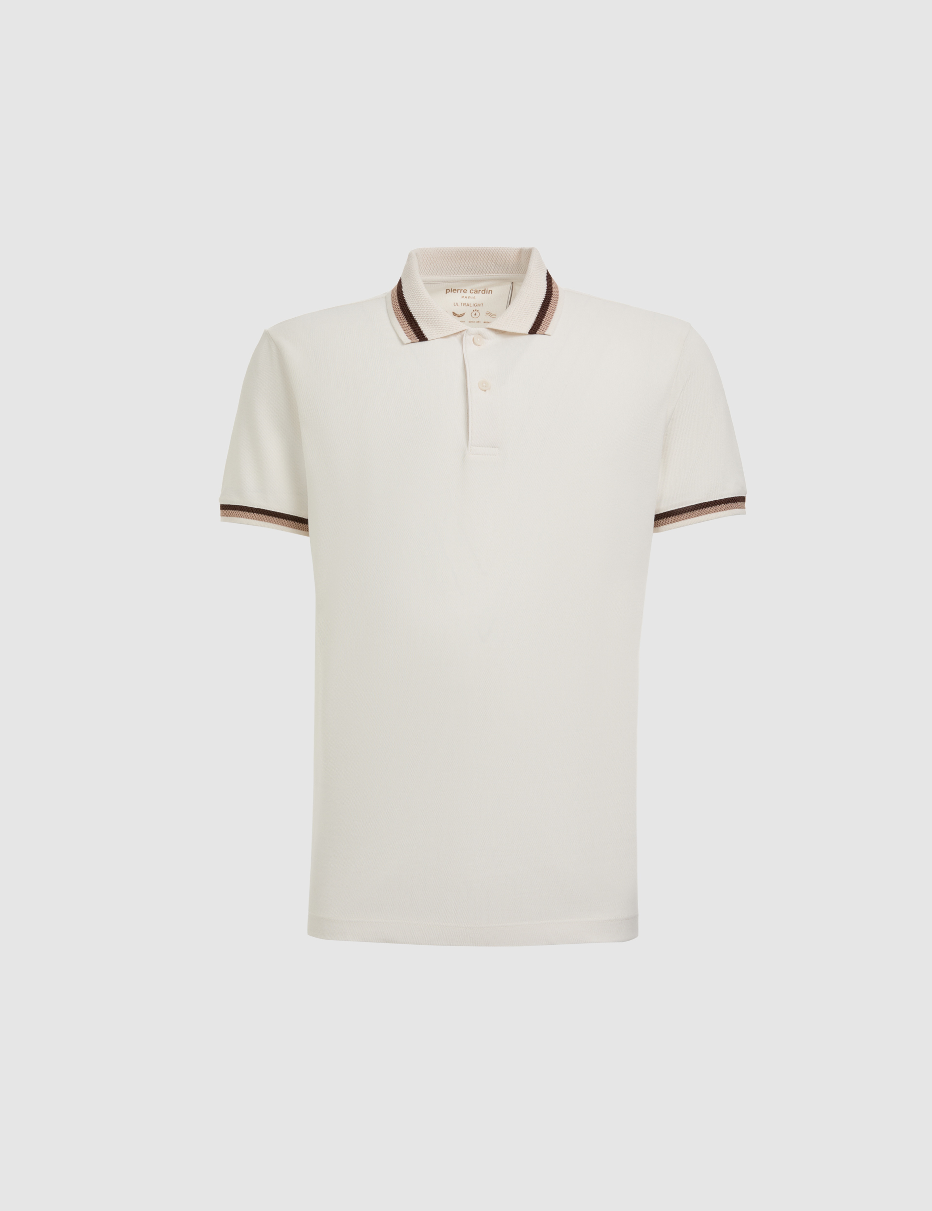 Ekru Slim Fit Düğmeli Polo Yaka Tişört - Image 7