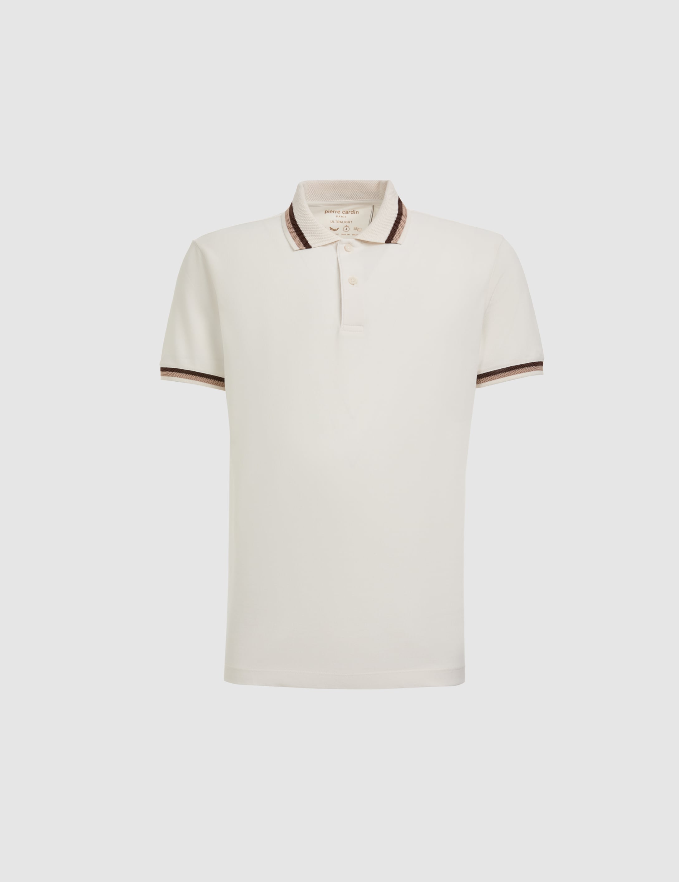 Ekru Slim Fit Düğmeli Polo Yaka Tişört