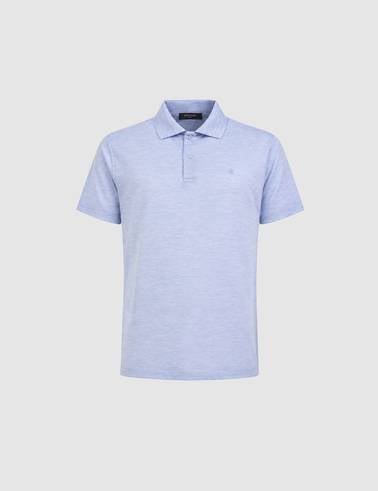 Açık Mavi Slim Düğmeli Fit Polo Yaka Tişört