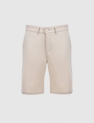 Bej Slim Fit Dokuma Şort