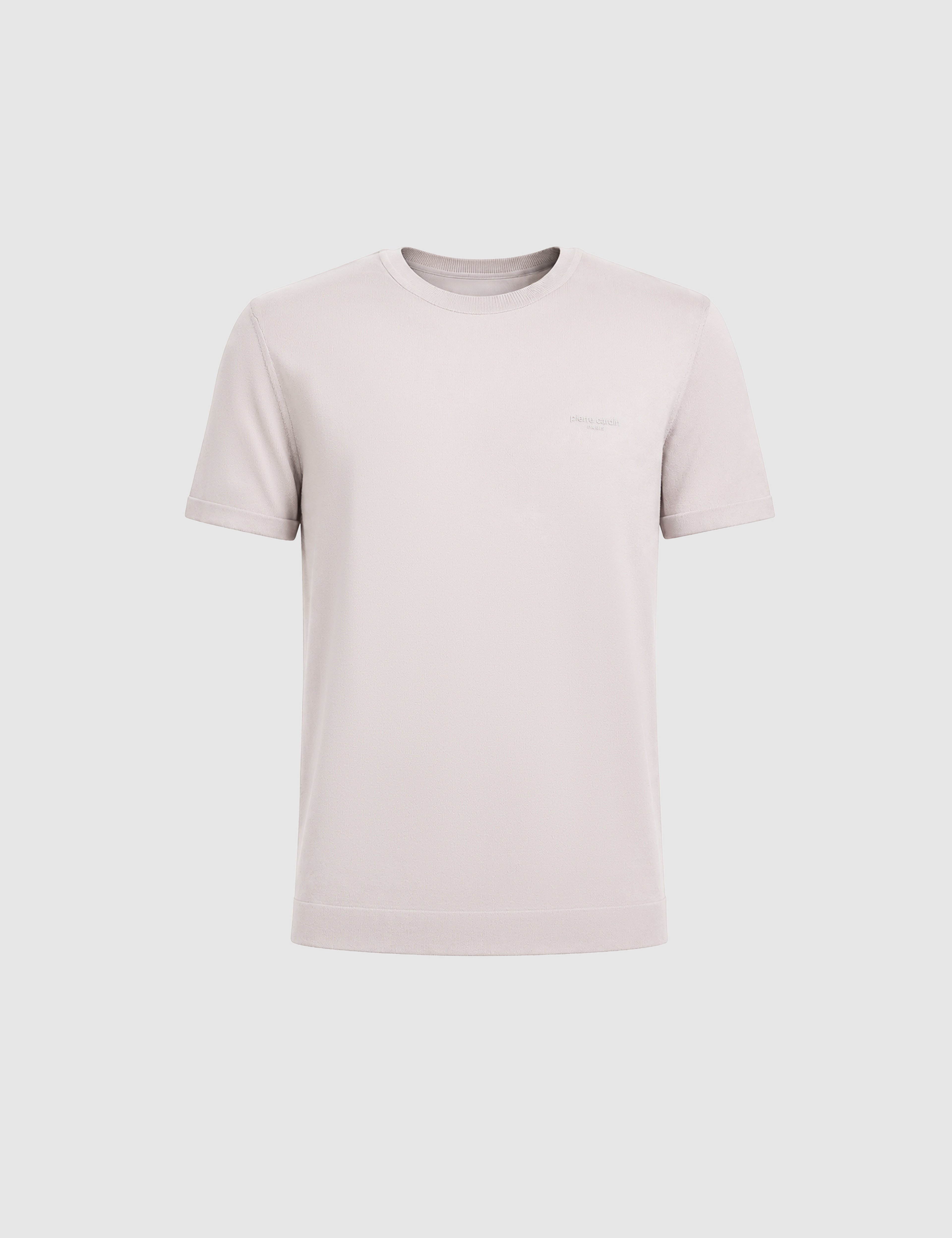 Açık Gri Slim Fit Bisiklet Yaka Triko Tişört - Image 7