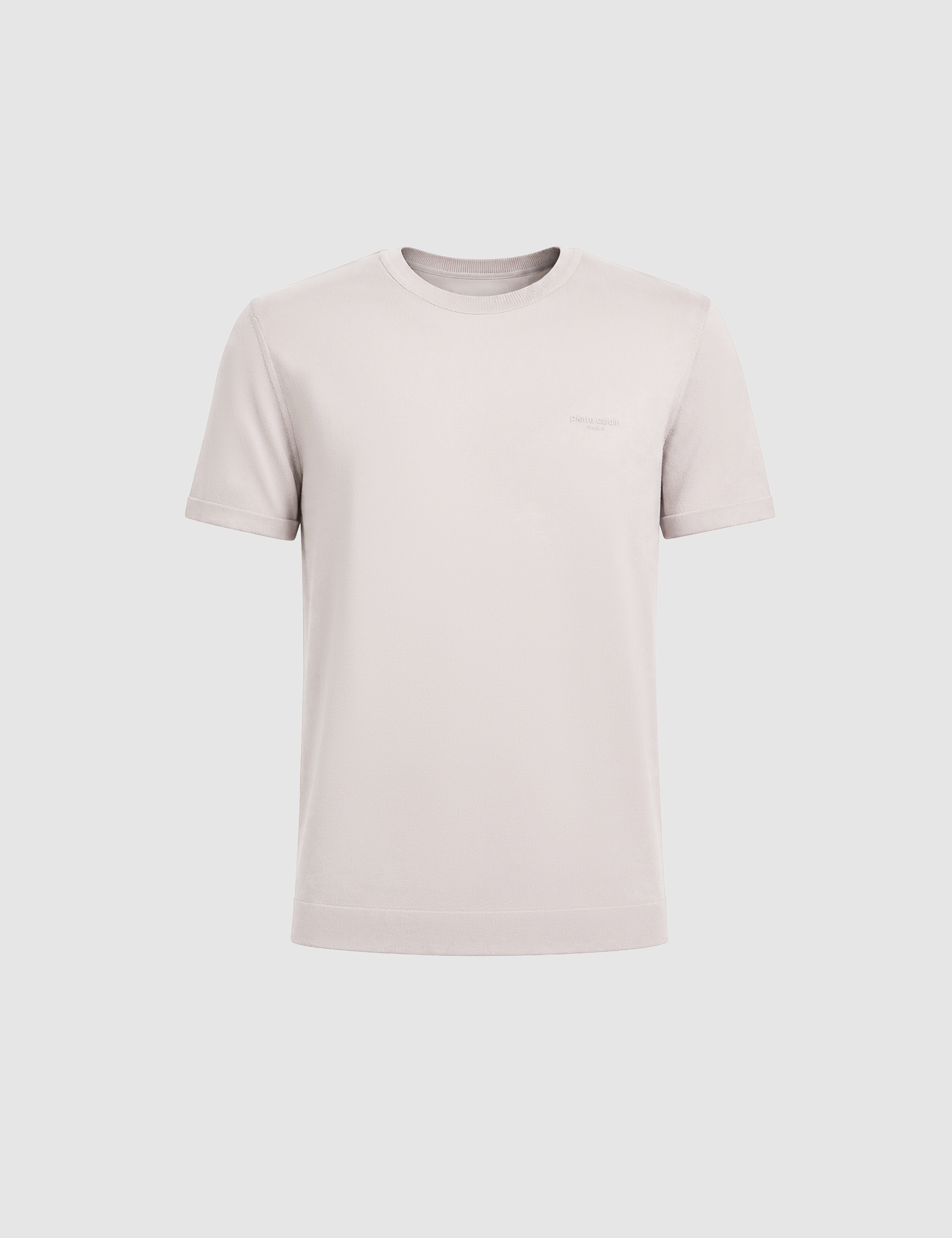 Açık Gri Slim Fit Bisiklet Yaka Triko Tişört