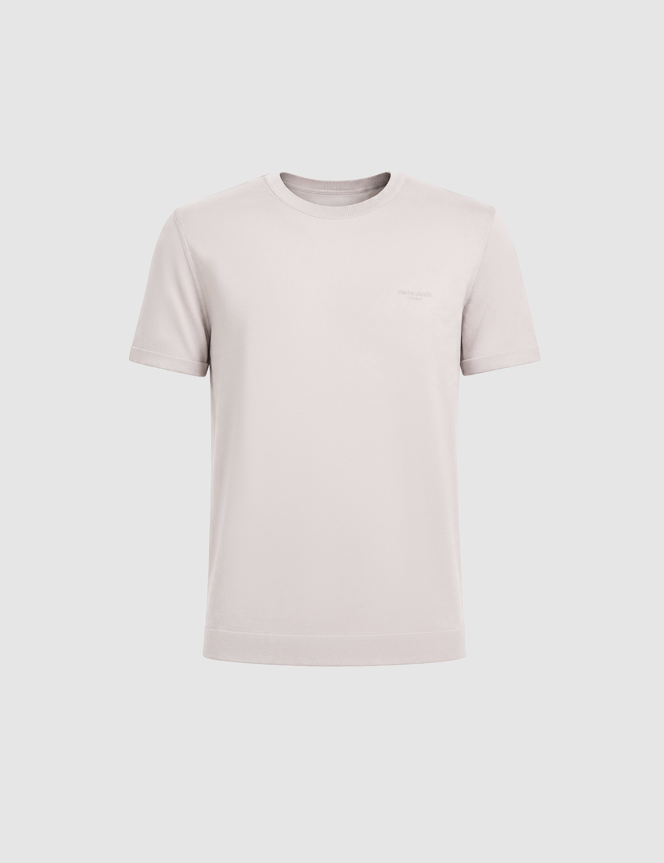 Açık Gri Slim Fit Bisiklet Yaka Triko Tişört - 50320807056