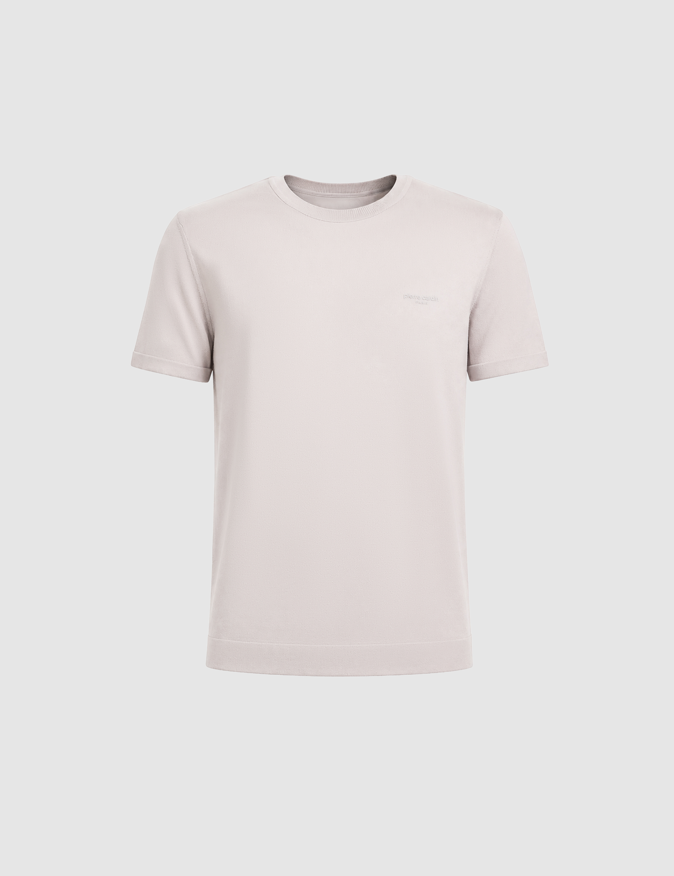 Açık Gri Slim Fit Bisiklet Yaka Triko Tişört