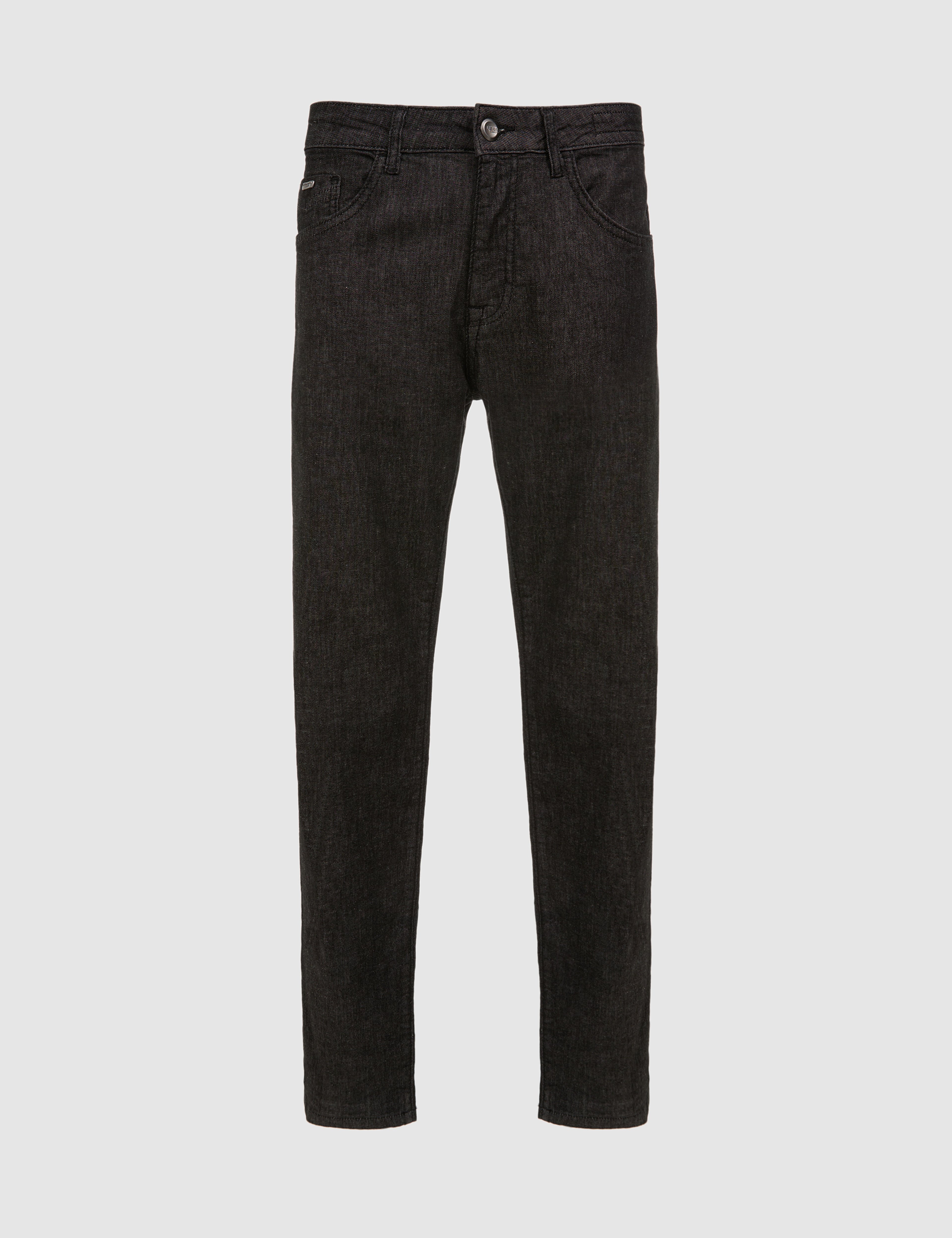 Siyah Straight Fit Jean Pantolon - Image 7