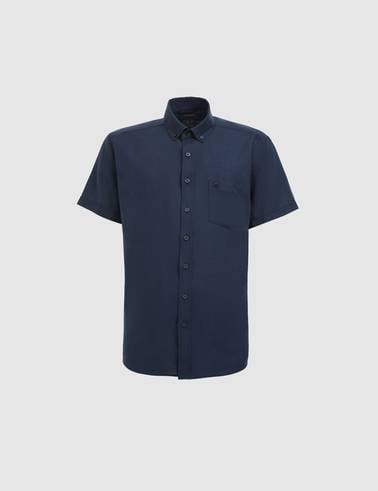 Lacivert %100 Pamuk Regular Fit Yazlık Gömlek