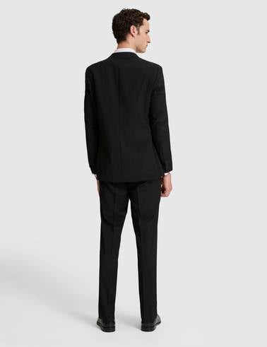 Siyah Slim Fit %100 Yün Mono Yaka Takım Elbise