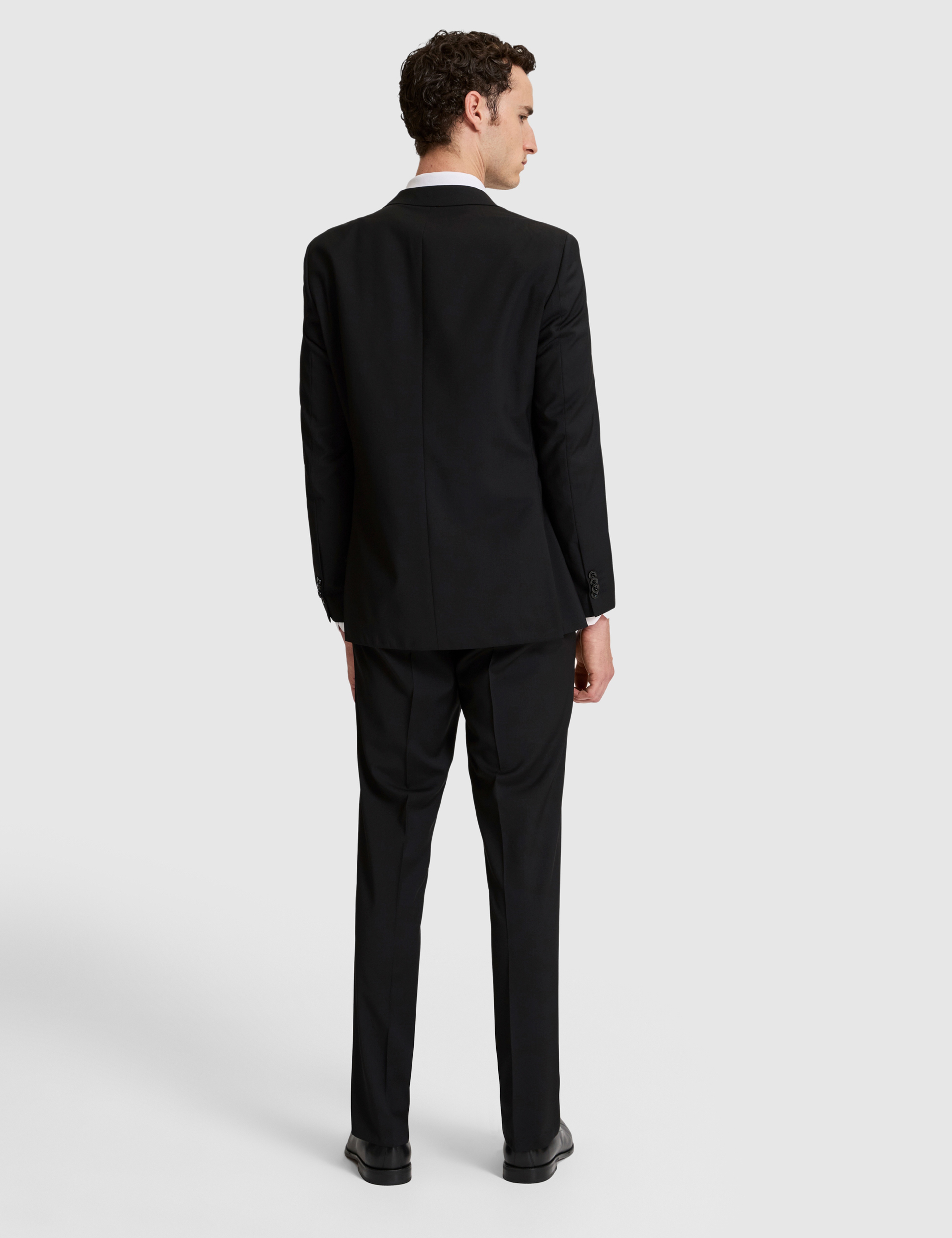 Siyah Slim Fit %100 Yün Mono Yaka Takım Elbise - Image 6