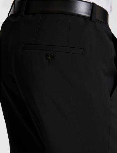 Siyah Slim Fit %100 Yün Mono Yaka Takım Elbise