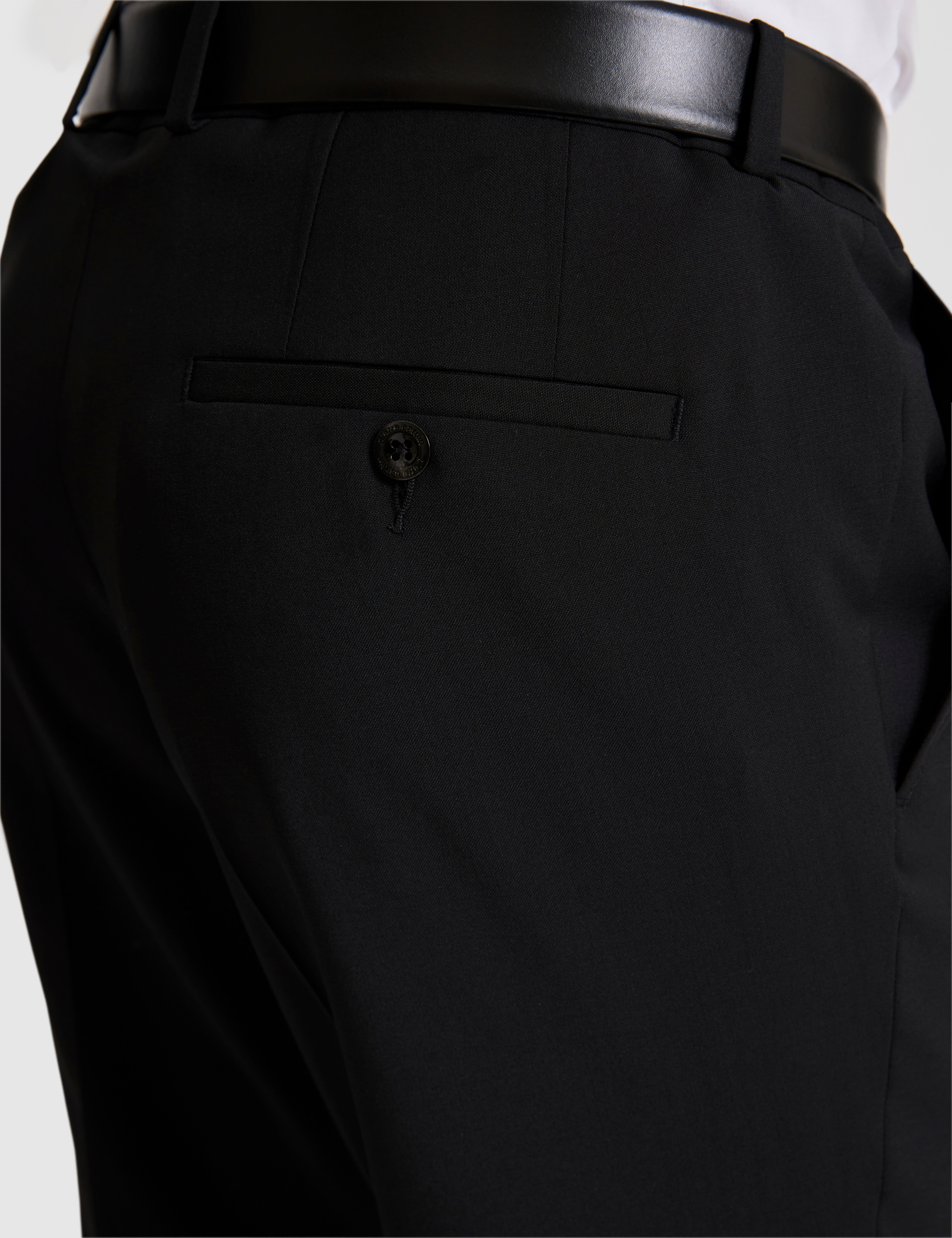Siyah Slim Fit %100 Yün Mono Yaka Takım Elbise