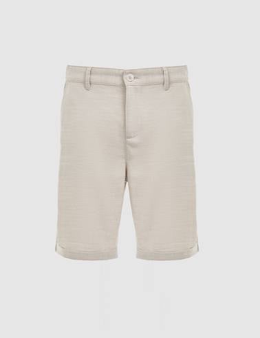 Bej Slim Fit Dokuma Şort