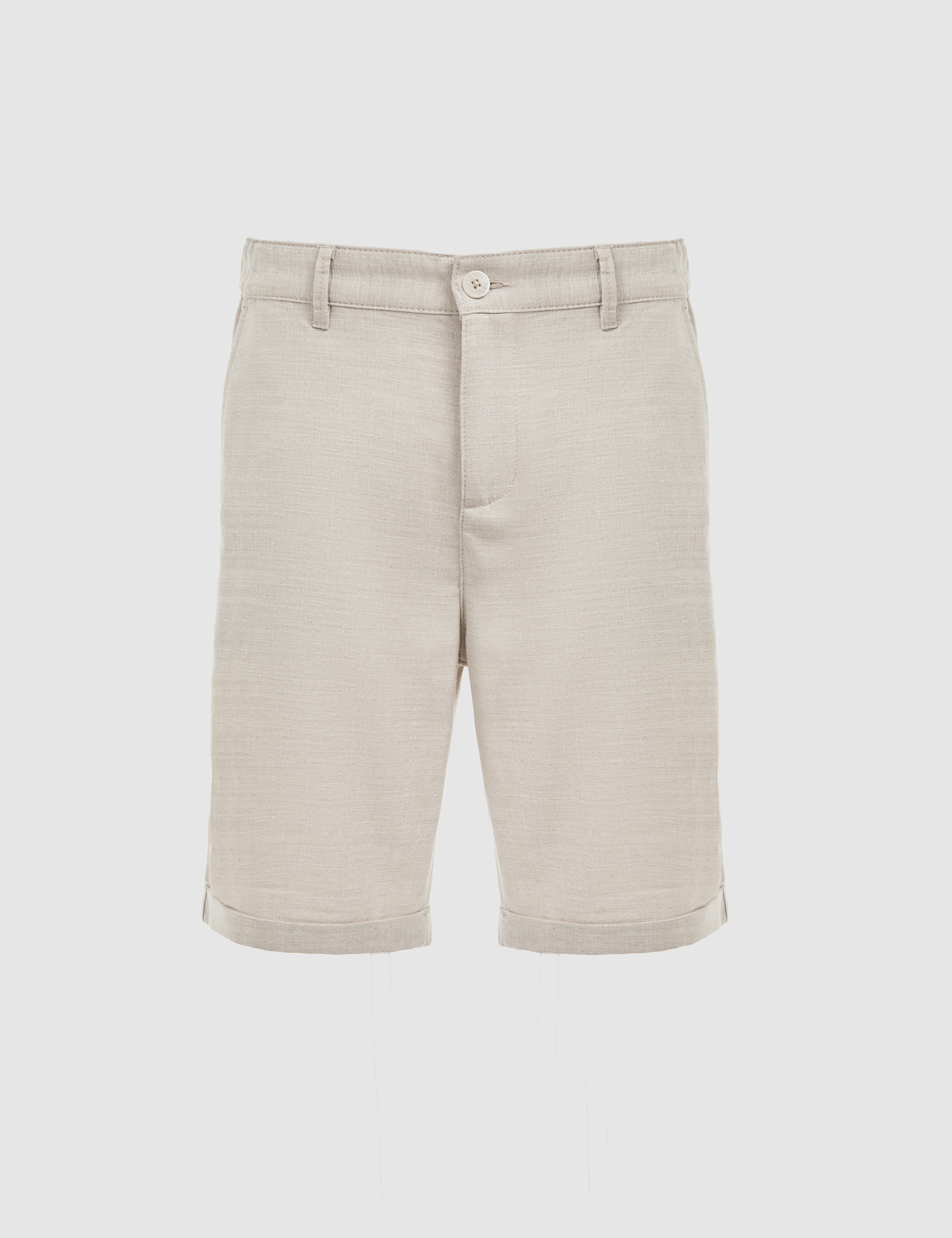 Bej Slim Fit Dokuma Şort - Image 6