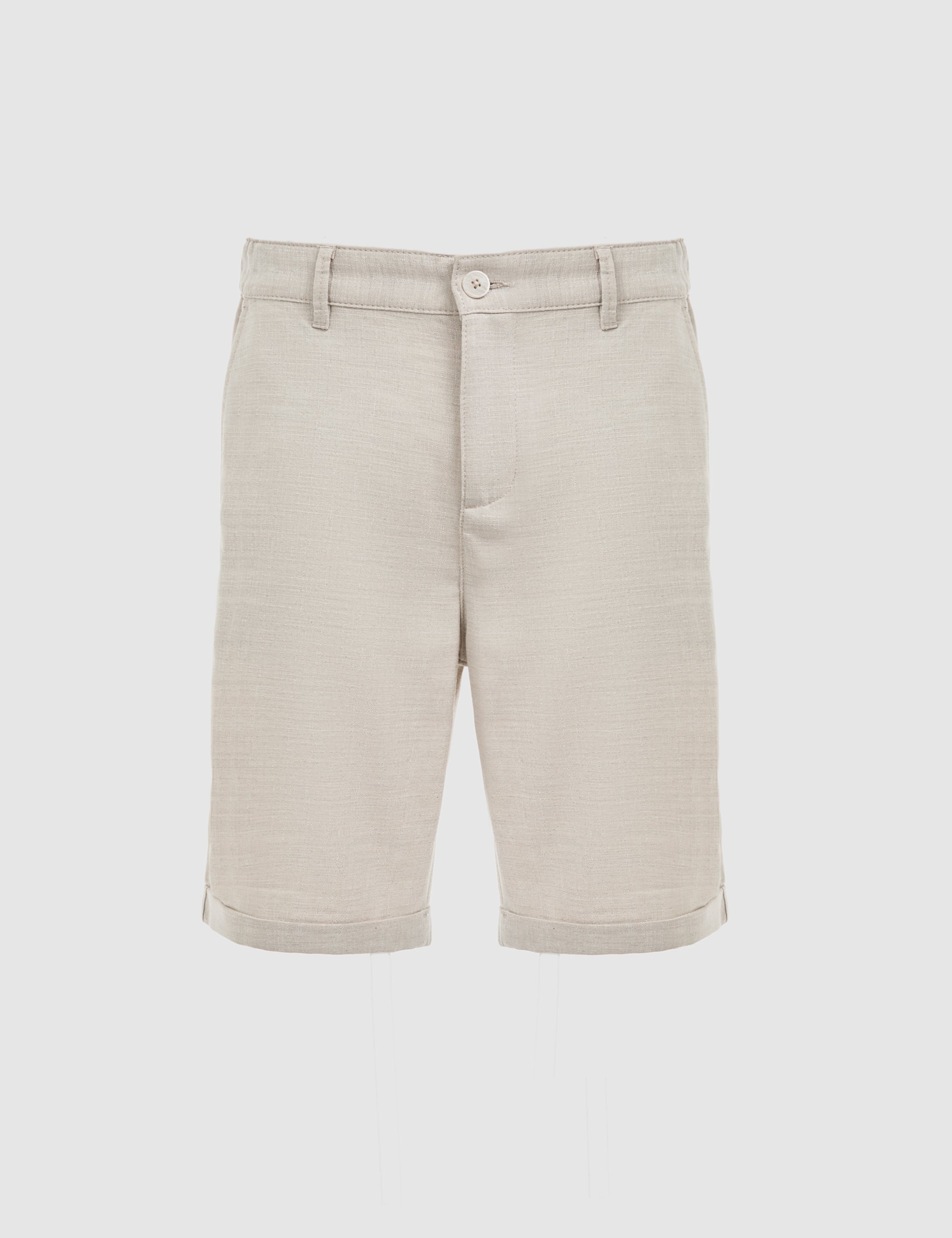 Bej Slim Fit Dokuma Şort - 50324461011