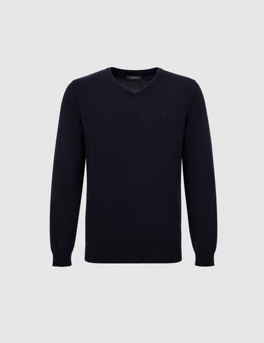 Lacivert Slim Fit Basic Kazak