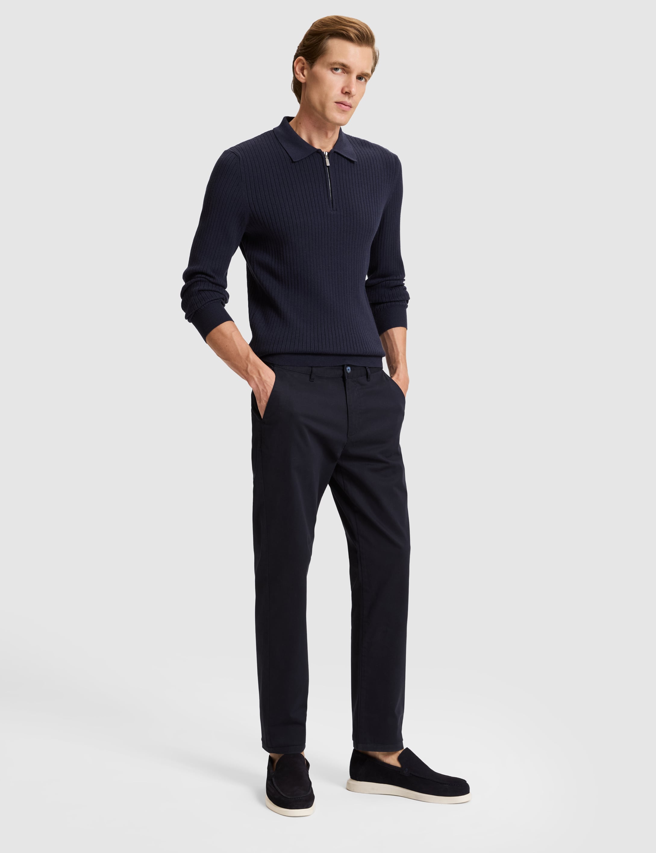 Lacivert Regular Fit Basic Kanvas Pantolon