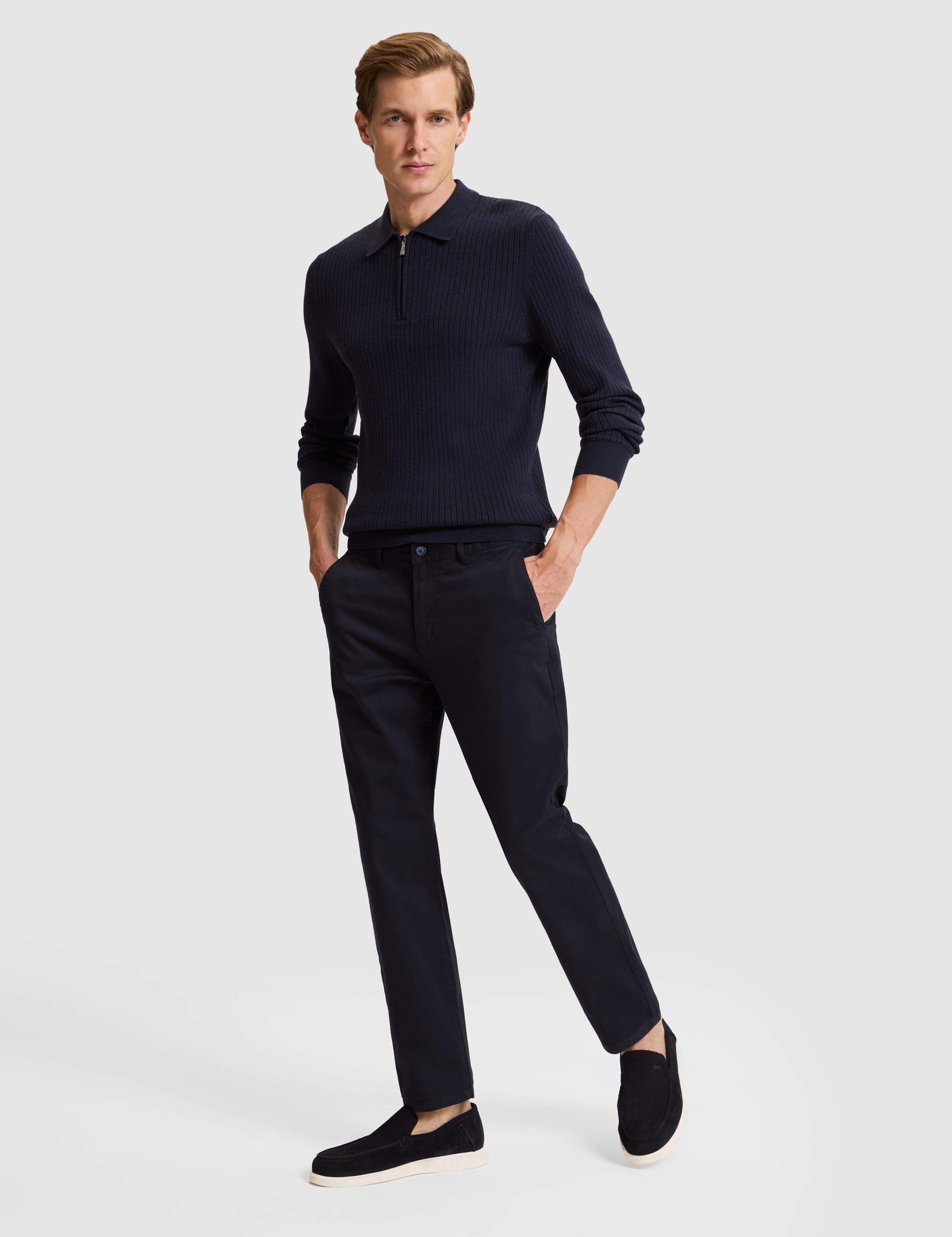 Lacivert Regular Fit Basic Kanvas Pantolon