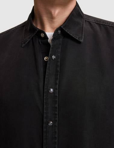 Siyah Regular Fit Uzun Kollu Jean Gömlek