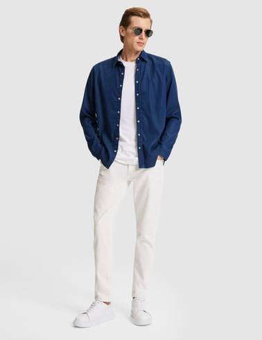 Lacivert Regular Fit Jean Gömlek