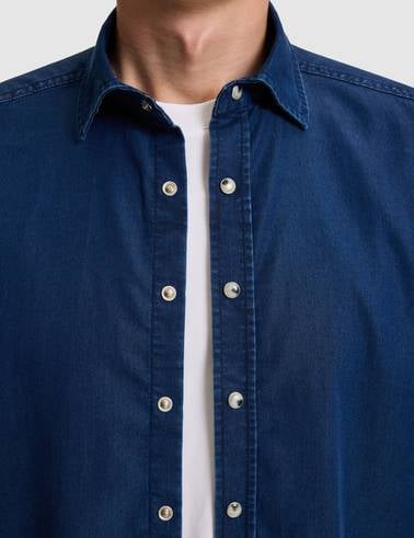 Lacivert Regular Fit Jean Gömlek