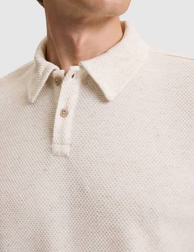Bej Slim Fit Keten Karışımlı Düğmeli Polo Yaka Tişört