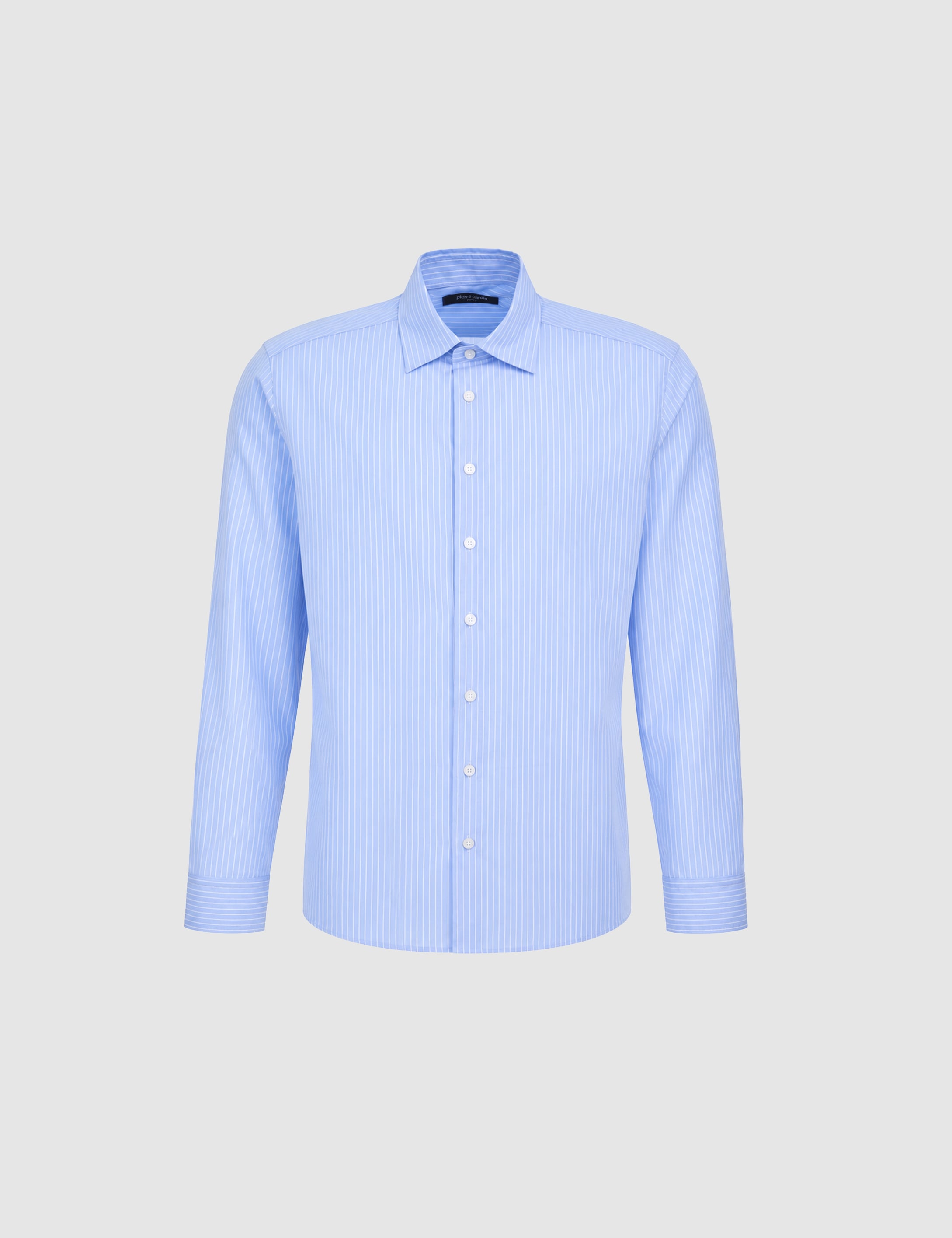 Açık Mavi Slim Fit Çizgili Uzun Kollu Gömlek