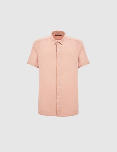 Mercan Mikro Desenli %100 Pamuk Comfort Fit Rahat Gömlek