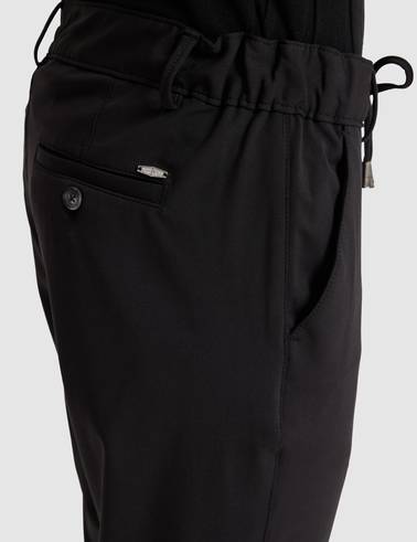 Siyah Slim Fit Beli Lastikli Kordonlu Jogger Kanvas Pantolon