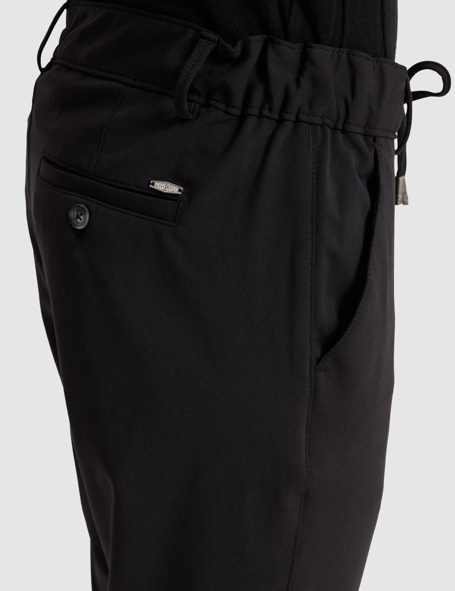 Siyah Slim Fit Beli Lastikli Kordonlu Jogger Kanvas Pantolon