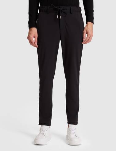 Siyah Slim Fit Beli Lastikli Kordonlu Jogger Kanvas Pantolon