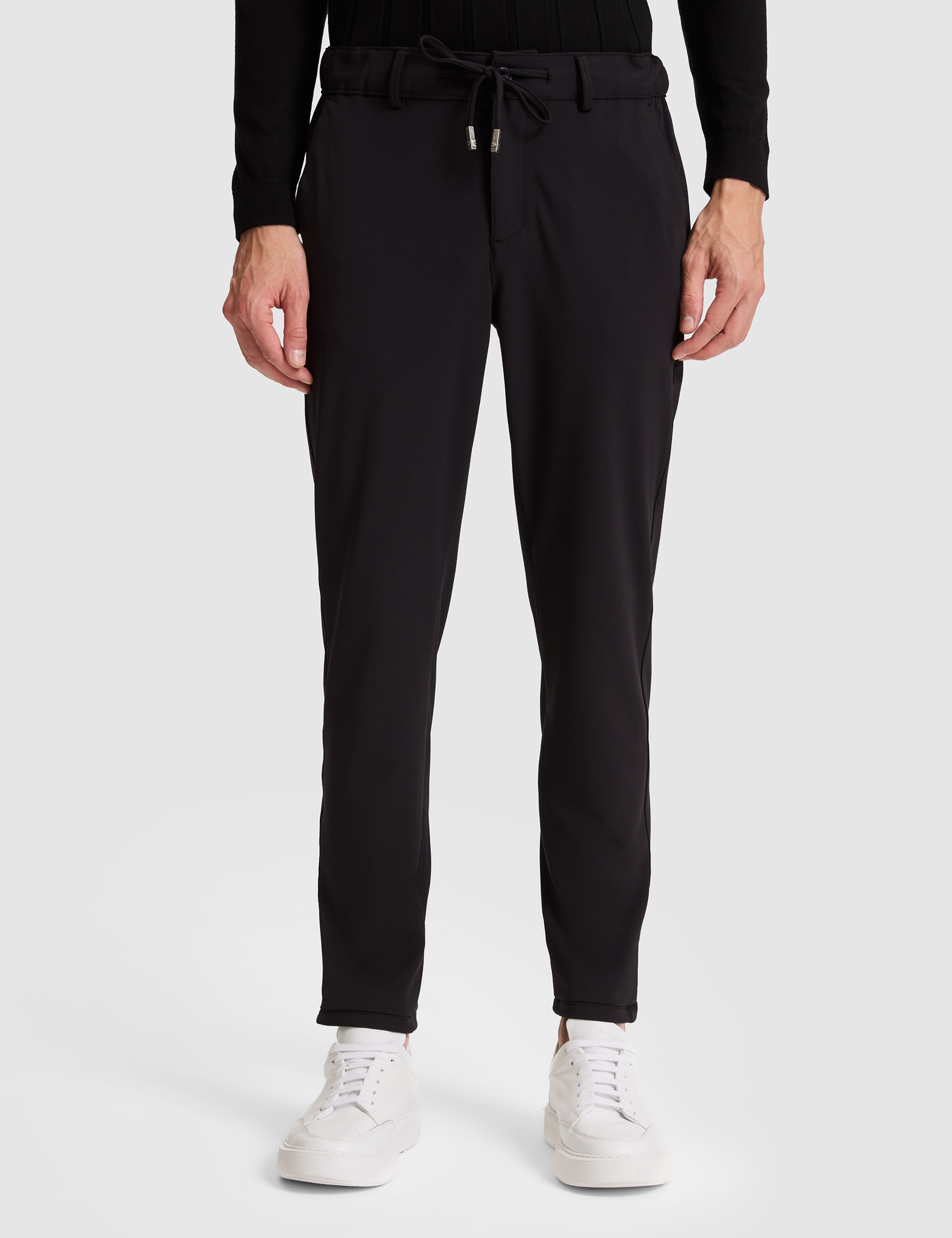 Siyah Slim Fit Beli Lastikli Kordonlu Jogger Kanvas Pantolon