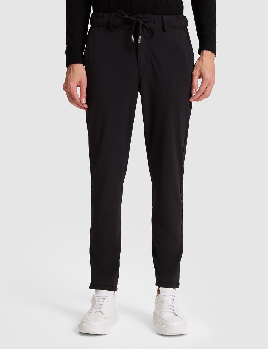 Siyah Slim Fit Beli Lastikli Kordonlu Jogger Kanvas Pantolon