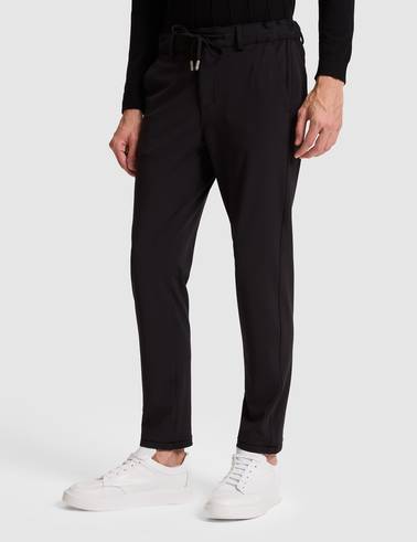 Siyah Slim Fit Beli Lastikli Kordonlu Jogger Kanvas Pantolon