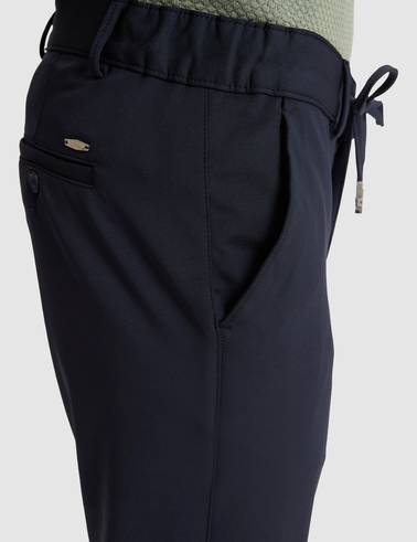 Lacivert Slim Fit Beli Lastikli Kordonlu Jogger Kanvas Pantolon