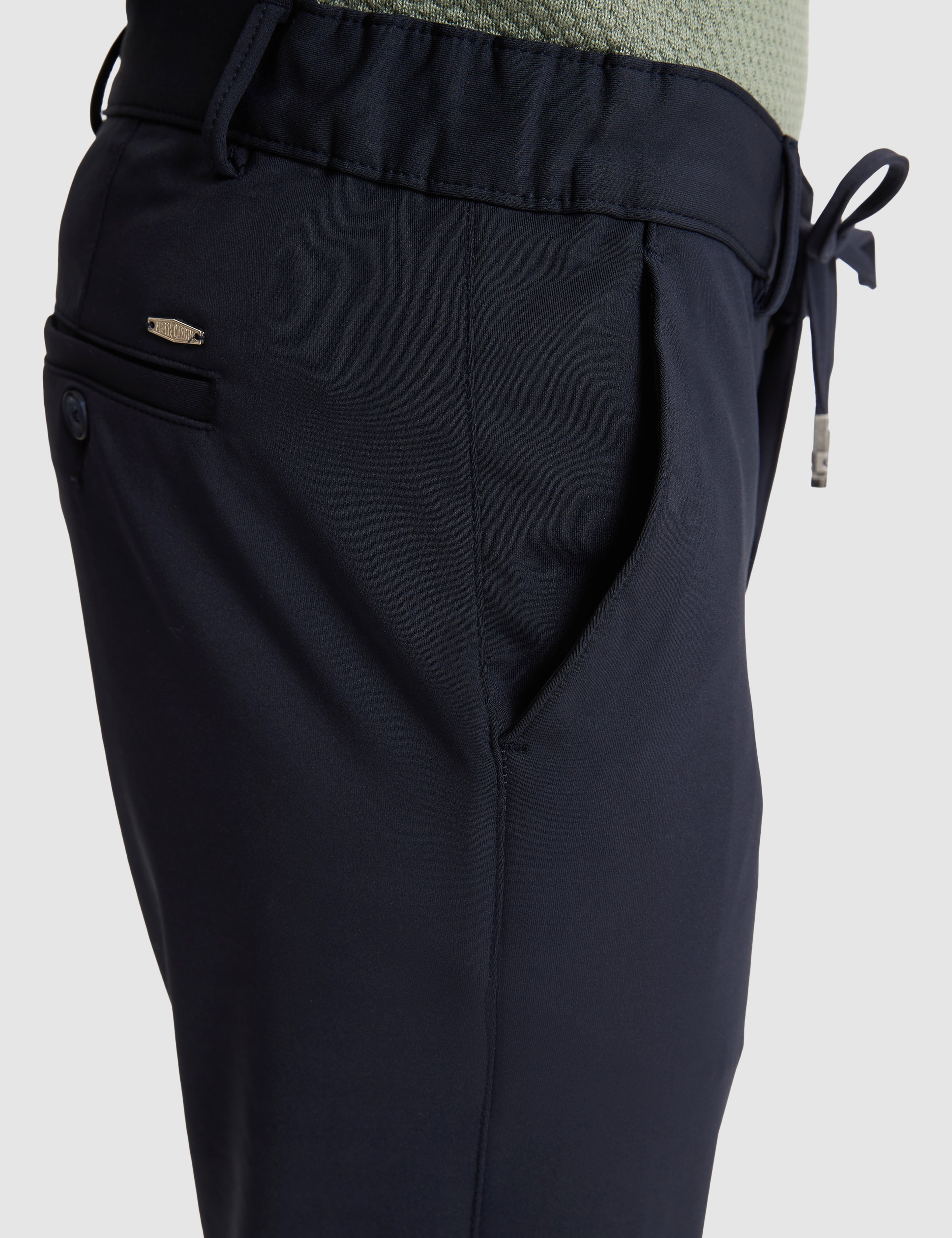Lacivert Slim Fit Beli Lastikli Kordonlu Jogger Kanvas Pantolon