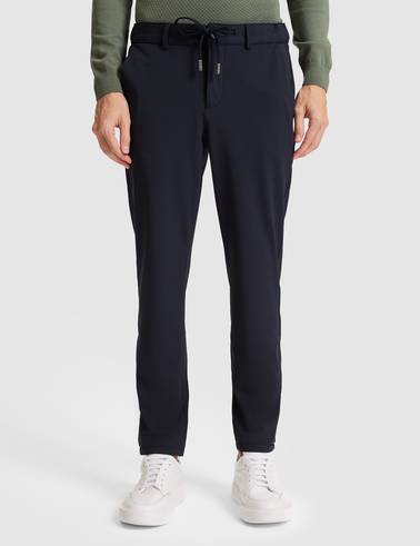 Lacivert Slim Fit Beli Lastikli Kordonlu Jogger Kanvas Pantolon