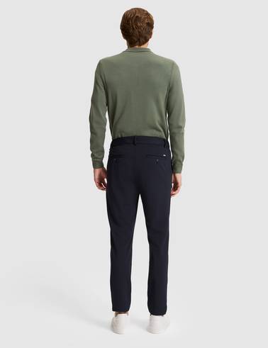 Lacivert Slim Fit Beli Lastikli Kordonlu Jogger Kanvas Pantolon
