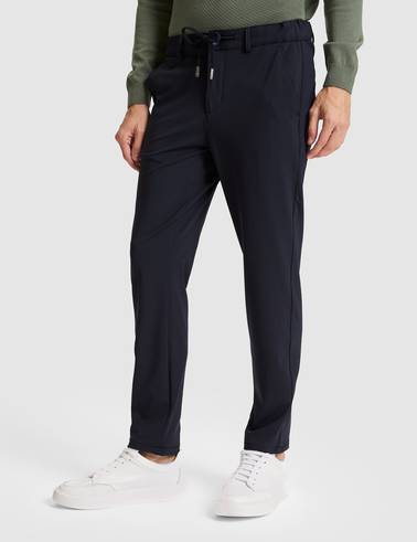Lacivert Slim Fit Beli Lastikli Kordonlu Jogger Kanvas Pantolon