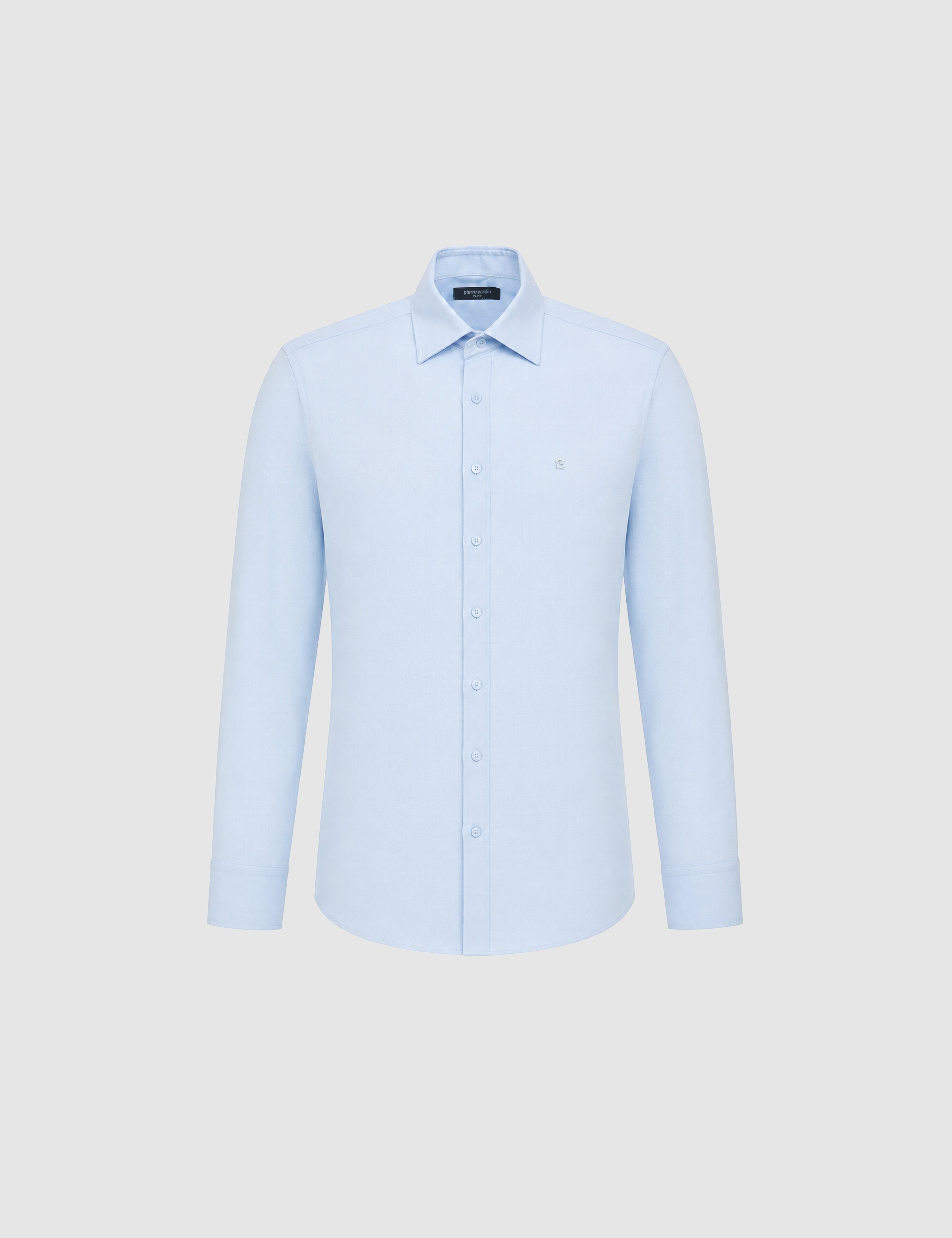 Açık Mavi Slim Fit Uzun Kollu Gömlek - Image 7