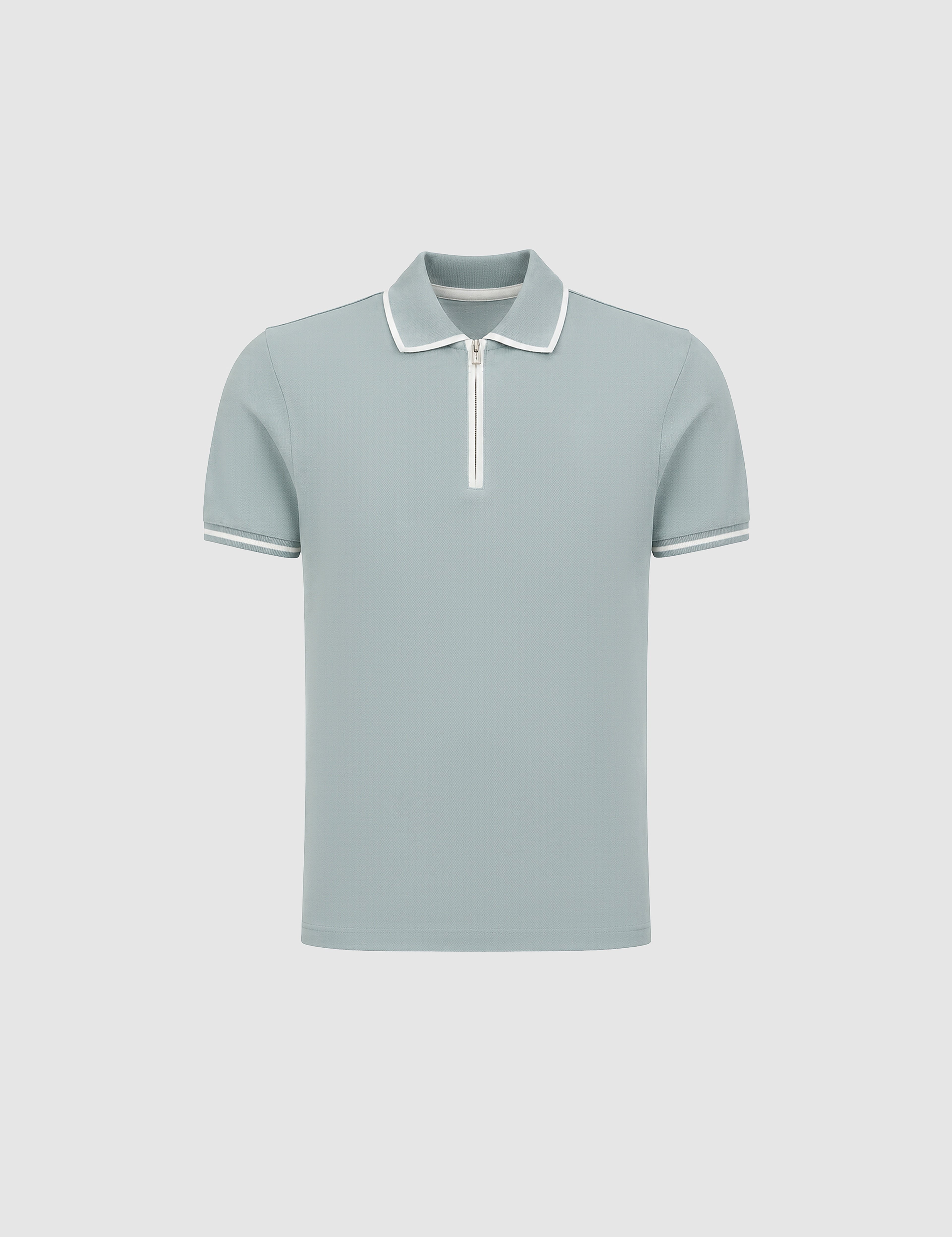 Koyu Mint Slim Fit %100 Pamuk Fermuarlı Polo Yaka Tişört - Image 7