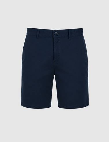 Lacivert Slim Fit Dokuma Şort