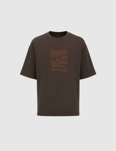 Koyu Kahverengi Comfort Fit %100 Pamuk Bisiklet Yaka Tişört
