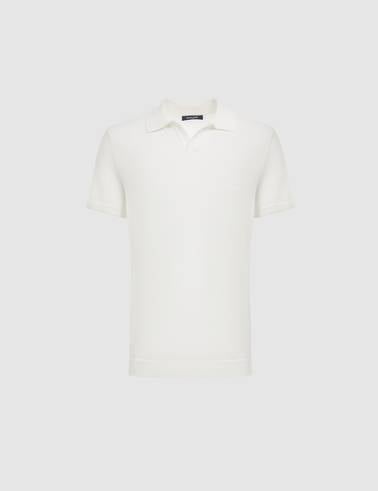 Ekru Slim Fit Apaş Yaka Triko Tişört