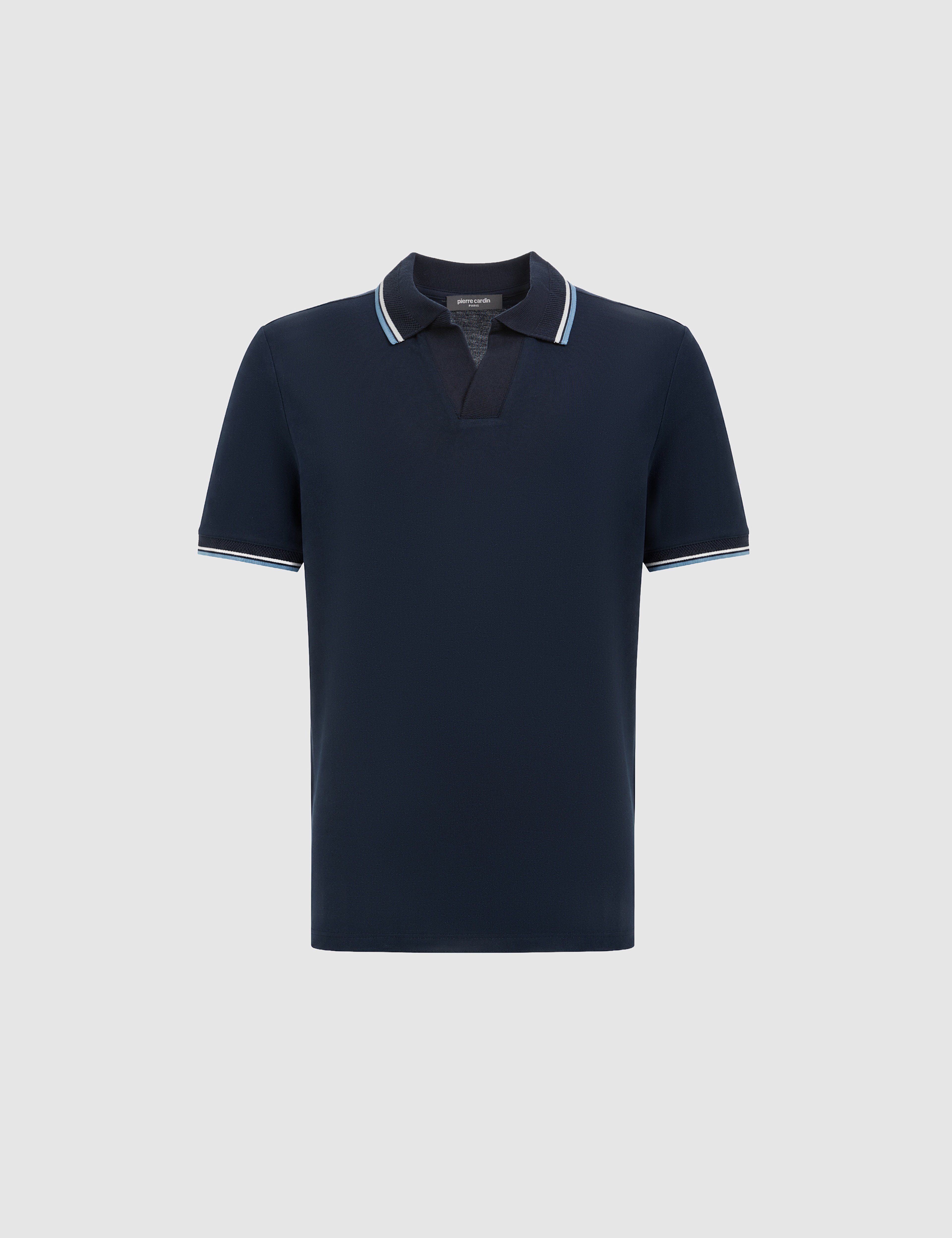 Lacivert Slim Fit %100 Pamuk Apaş Yaka Tişört - Image 7